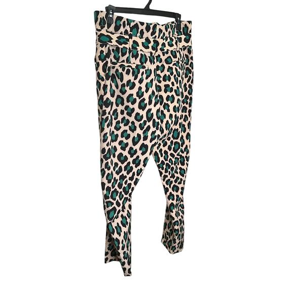 NY & Company Madie Ankle Pants Leopard Print Warrior Green Womens Size 12 NWT - Picture 2 of 6
